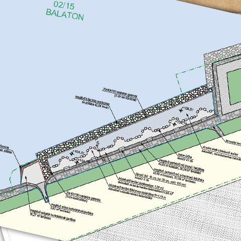 Balatonföldvár – Kvassay sétány partvédő mű rekonstrukciója. Engedélyezési terv